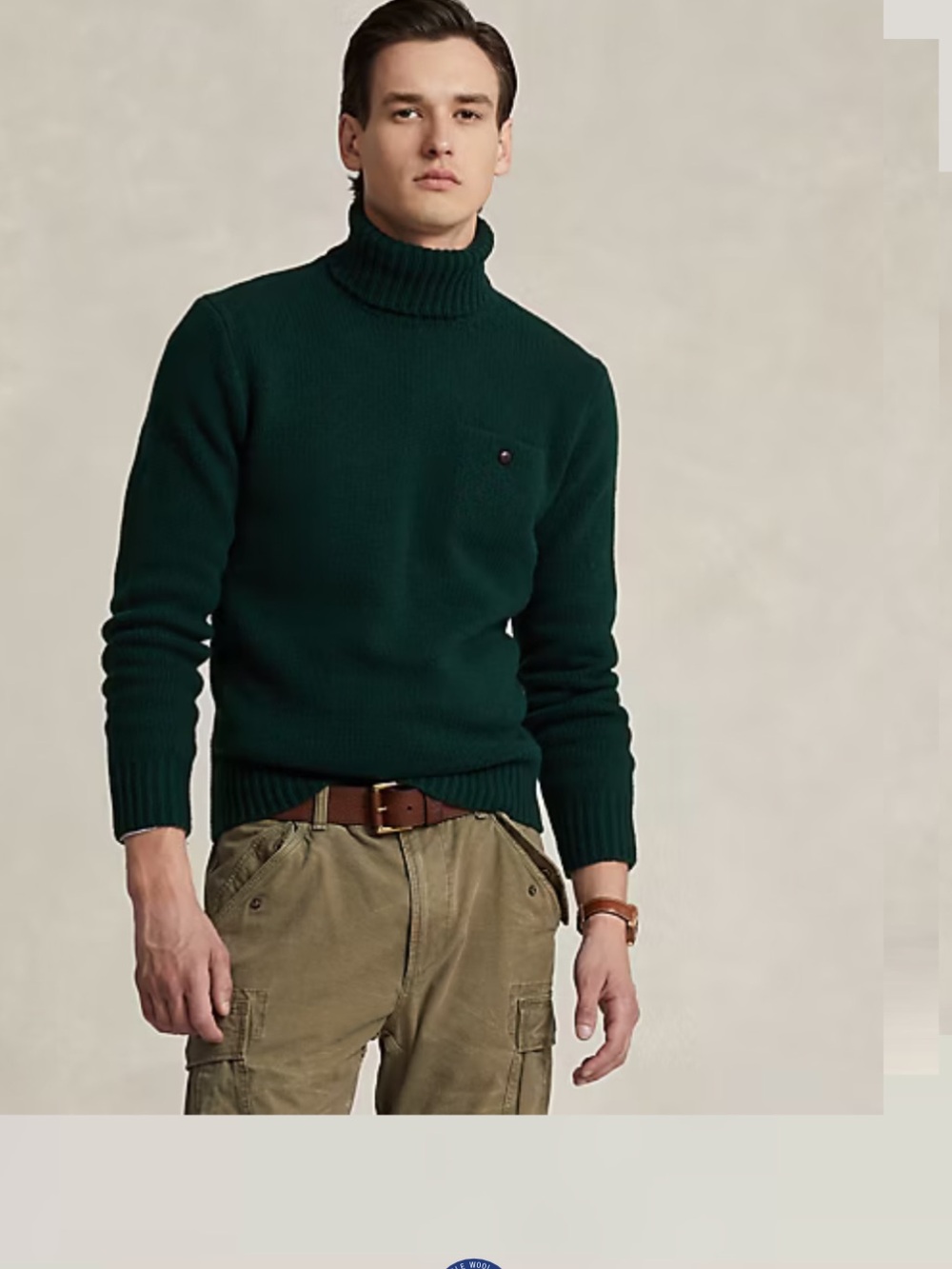 Polo Ralph Lauren Wool Cashmere Turtleneck Sweater Green Men’s Italian Yarn